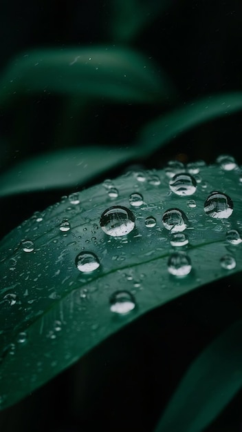 Falling raindrops isolated on dark background