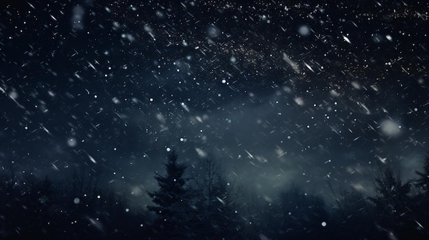 Falling snow on a dark background