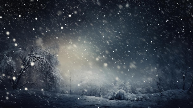 Falling snow on a dark background