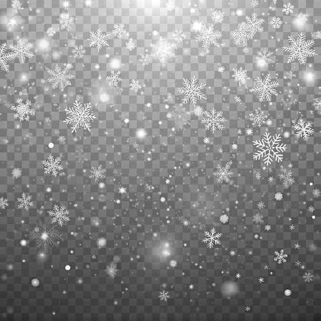 Photo falling snow isolated on transparent background for winter effects