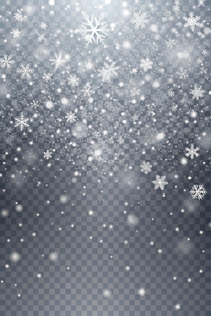 Photo falling snow isolated on transparent background for winter effects