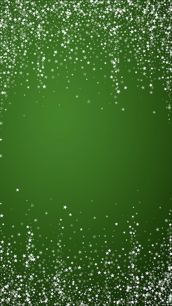 Falling snowflakes christmas background Subtle flying snow flakes and stars on christmas green background Beautifully falling snowflakes overlay Vertical vector illustration