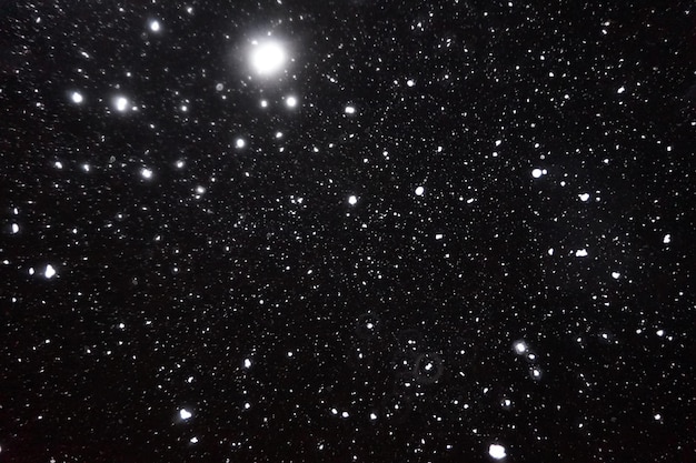 Falling snowflakes on night sky