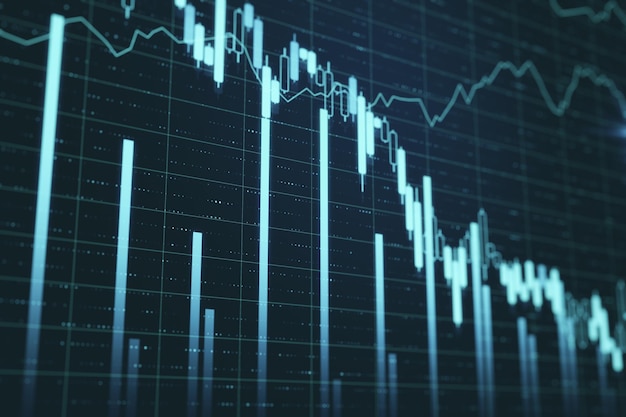 Falling stock exchange statistics on screen