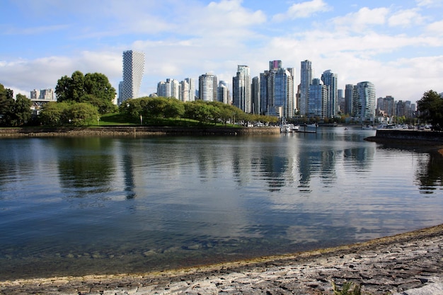 False Creek and downtown Vancouver British Columbia Canada