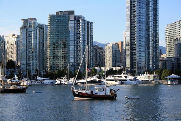 False Creek and downtown Vancouver British Columbia Canada