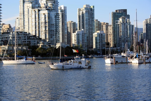 False Creek and downtown Vancouver British Columbia Canada