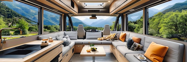 Family Adventure Begins in a Modern Camper Van Equipped for Comfort and Style Ready for the Road and Landscape Exploration