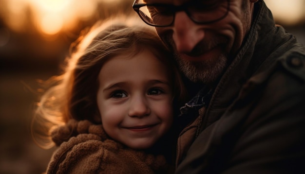 Family bonding outdoors enjoying playful winter fun generated by AI