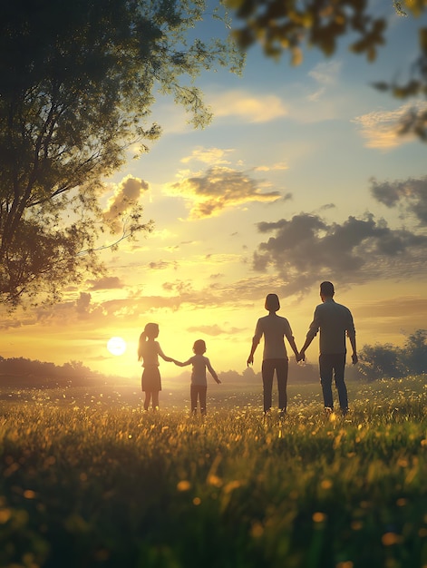 Family Celebrates Land Purchase at Sunset