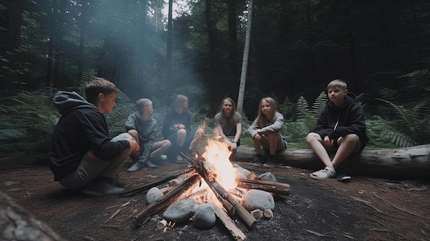 The family celebrates Memorial Day by immersing themselves in the beauty and serenity of the great outdoors on a camping trip Generated by AI