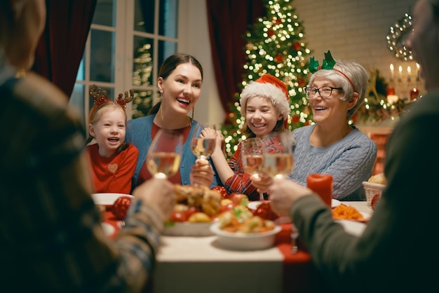 Family celebrating Christmas