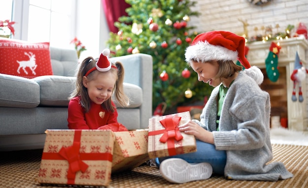 Family celebrating Christmas