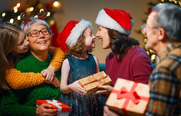 Family celebrating Christmas