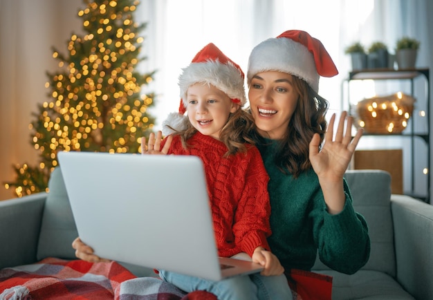 Family celebrating Christmas