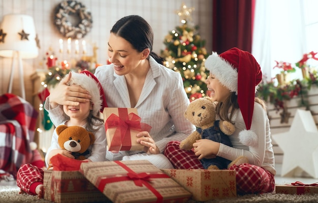 Family celebrating Christmas