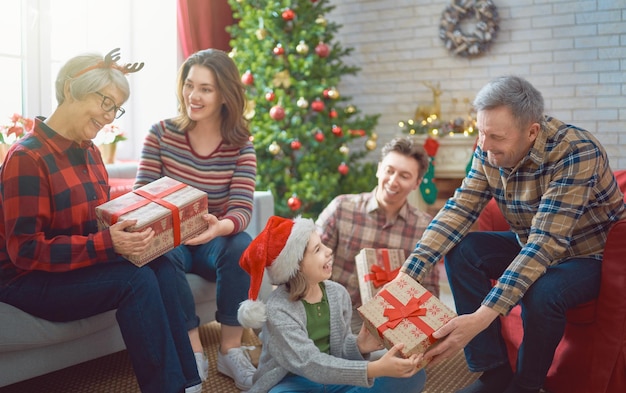 Family celebrating Christmas