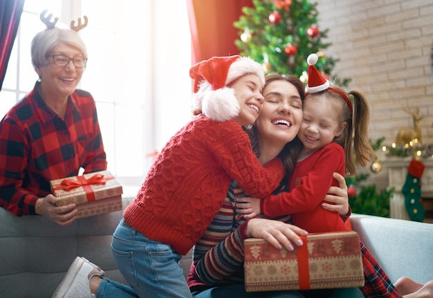 Family celebrating Christmas