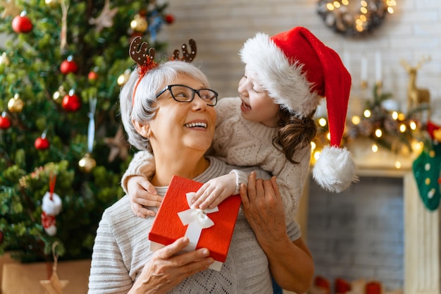 Family celebrating Christmas