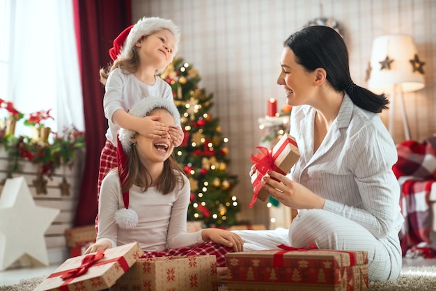 Family celebrating Christmas