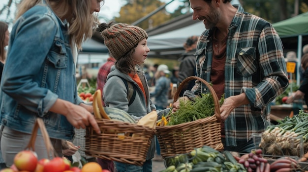 Photo family day at the farmers market fresh finds