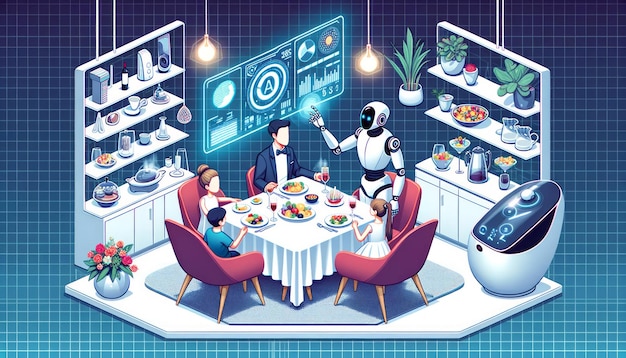 Family Dinner with AI Robot Butler