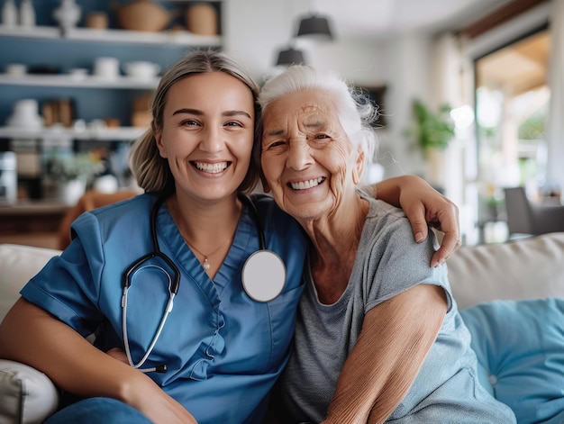 Family doctors and elderly people happy smiles