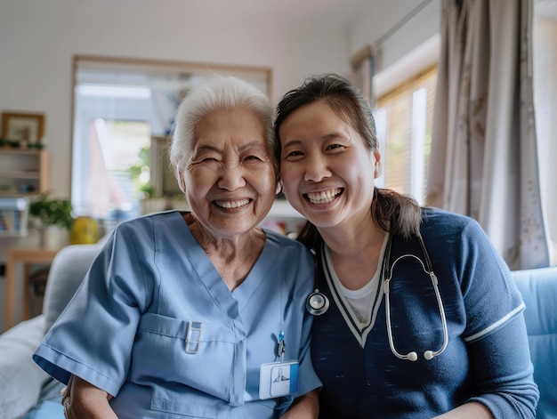 Family doctors and elderly people happy smiles