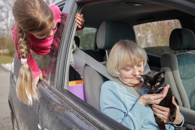 A family driving by car together with their pet rules of border crossing with animals travel