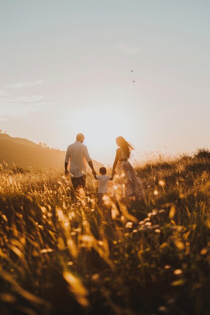 Photo family enjoy outdoor field lifestyle