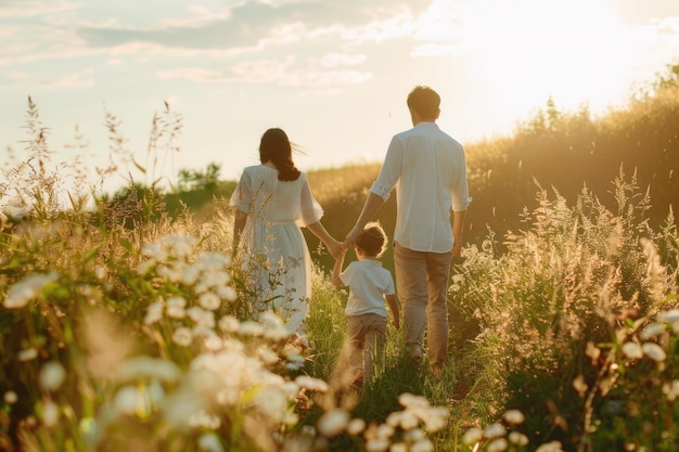 Family enjoy outdoor field lifestyle