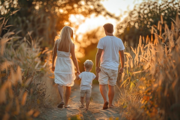 Family enjoy outdoor field lifestyle