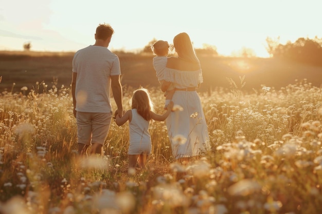 Family enjoy outdoor field lifestyle