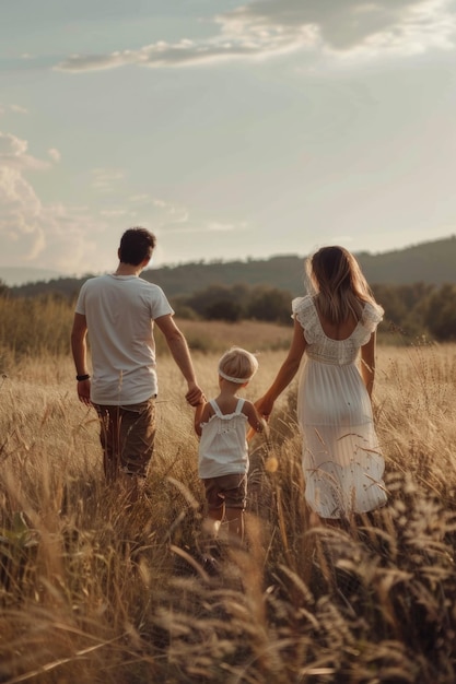 Family enjoy outdoor field lifestyle