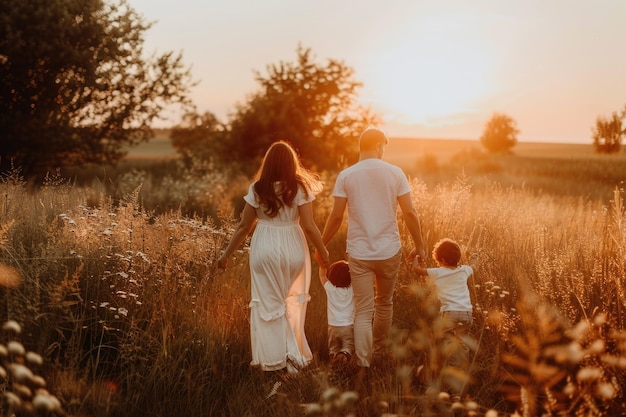 Family enjoy outdoor field lifestyle