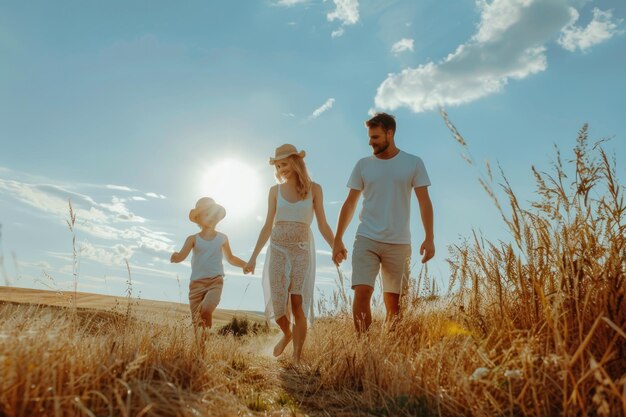 Family enjoy outdoor field lifestyle