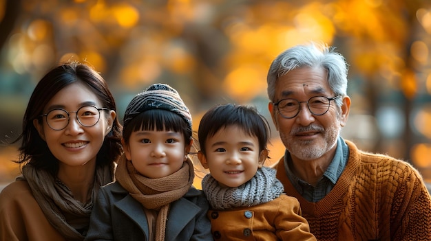 Family Enjoying Autumn Day Together Outdoors