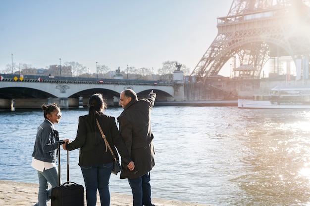 Family enjoying their trip to paris