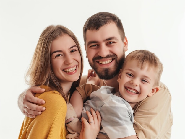 Photo family father mother son daughter kid studio photo white background