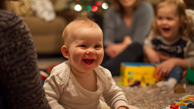 Family game night babys laughter at silly antics