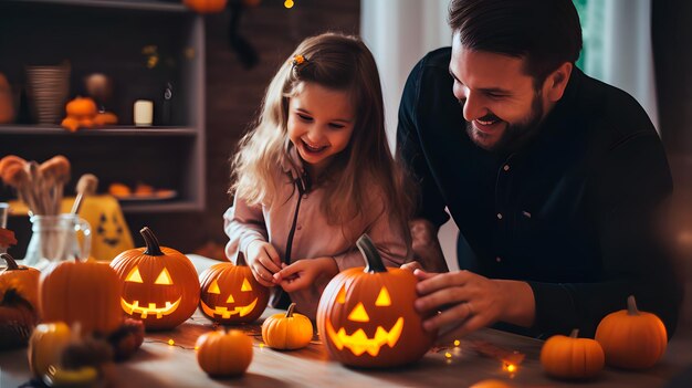 Family Getting Ready for Halloween