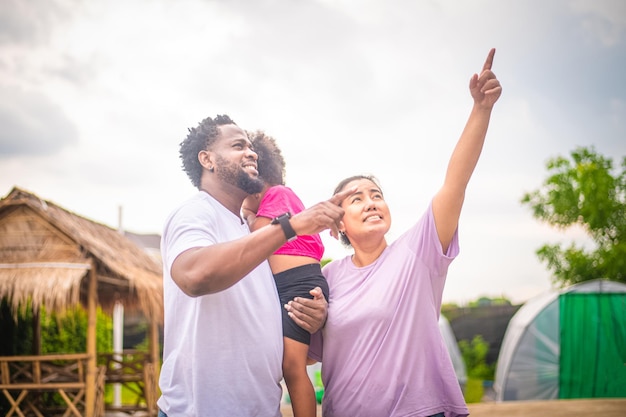 Family happy concept Happy family father mother daughter African American Happy family