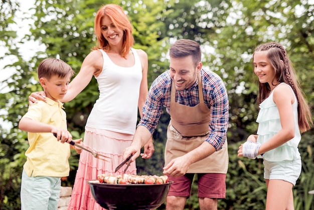 Family having a barbecue party