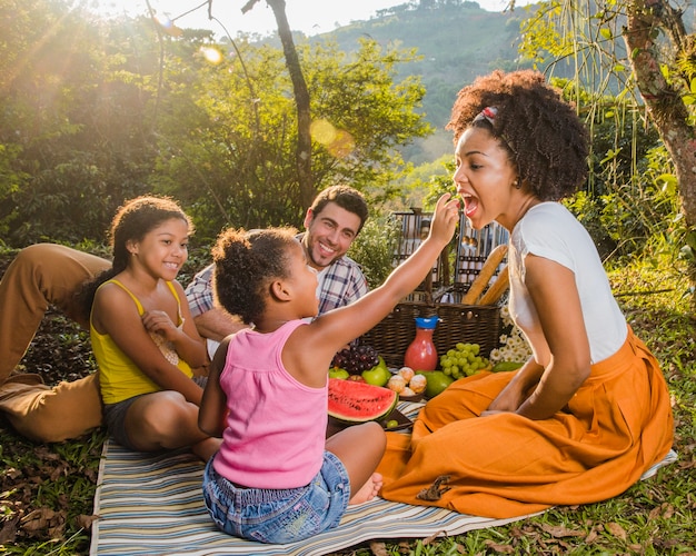 Family having fun at picnic