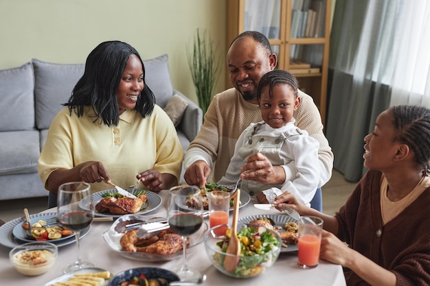 Family having holiday dinner at home