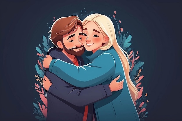 Family hug concept illustration