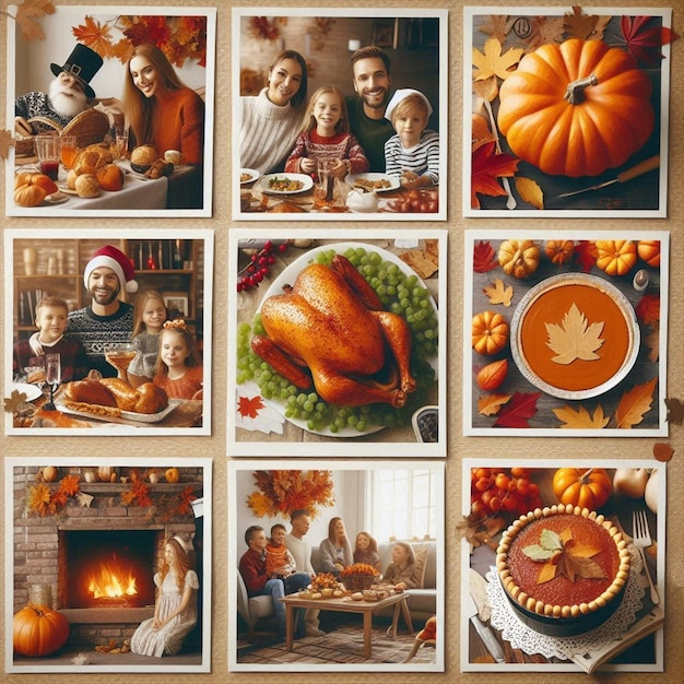 a family is gathered around a table with a turkey on it