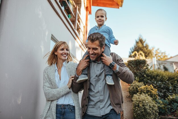 Family is having fun outdoors