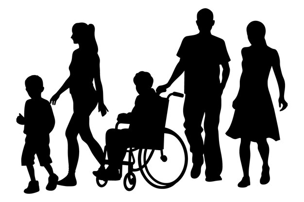 a family is in a wheelchair with a child in it