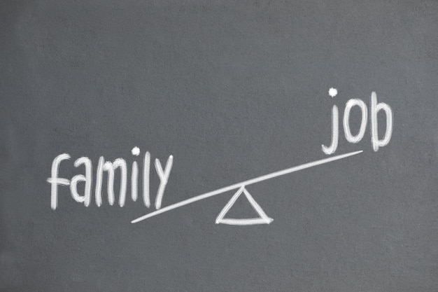 Family and job choice on chalkboard